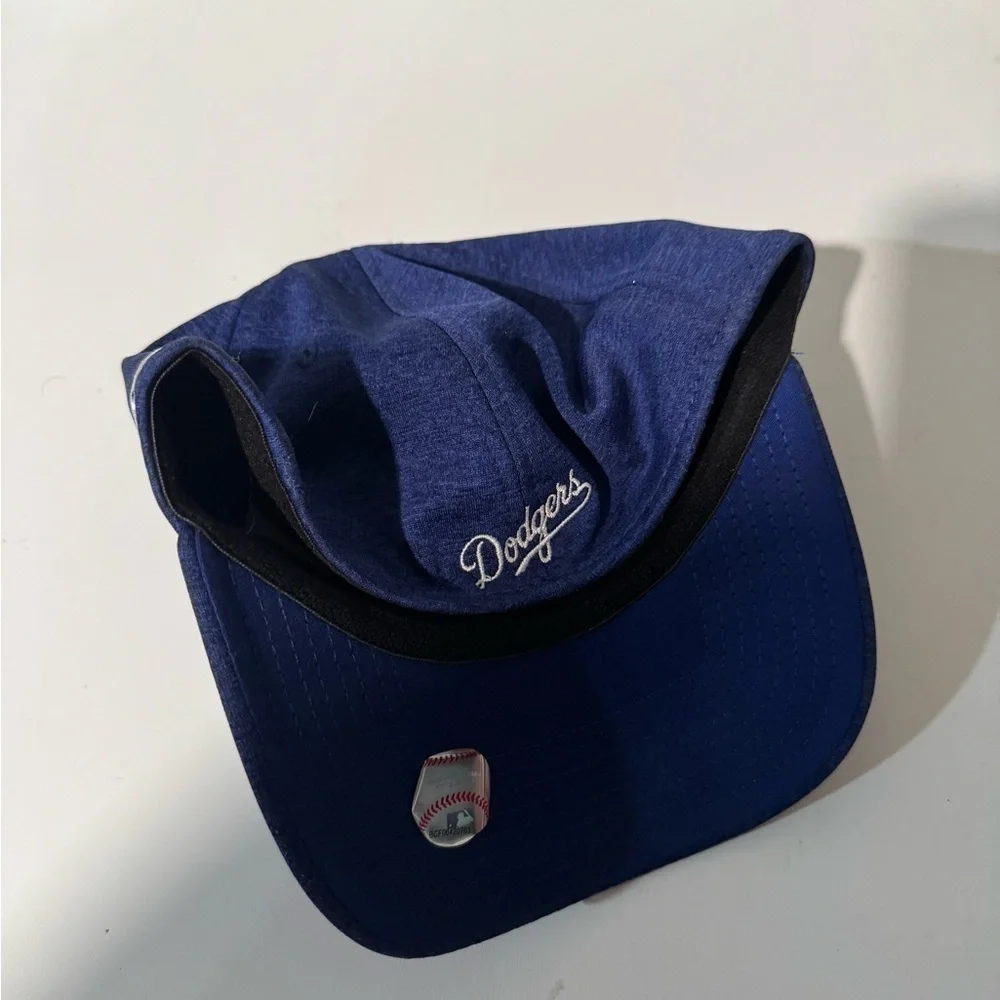NEW ERA 39thirty Los Angeles Dodgers Hat Cap Blue Tri-Stripes Dual Logo Size S/M